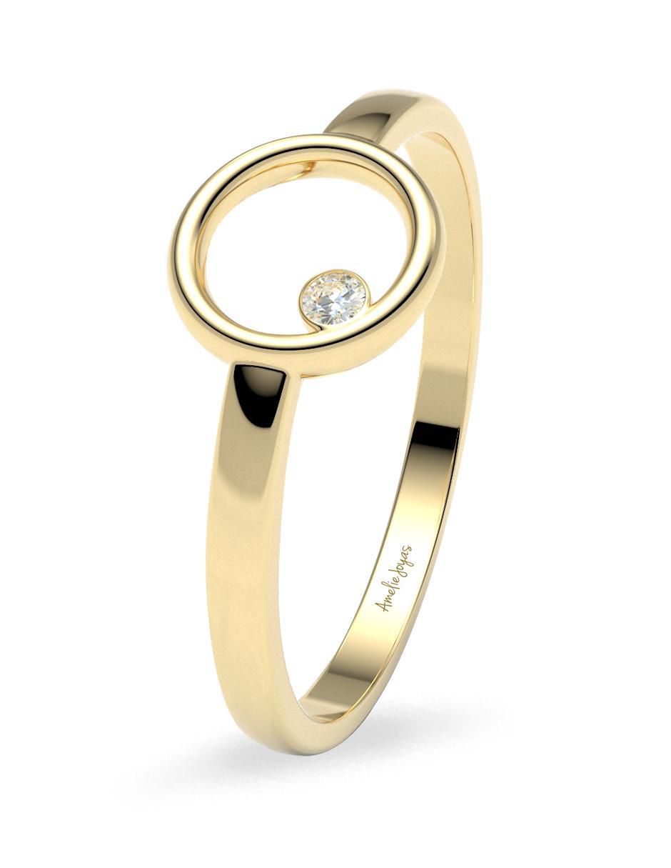 Anillo "de (si aplica)" redondo amelie joyas sin colección sin licencia 14 k "de" oro zirconia