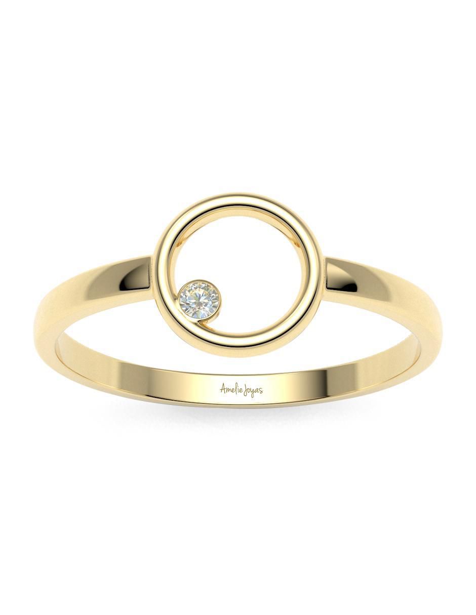 Anillo "de (si aplica)" redondo amelie joyas sin colección sin licencia 14 k "de" oro zirconia