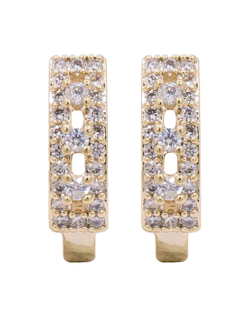 Aretes con acabado brillante zirconia Aretes con acabado brillante zirconia