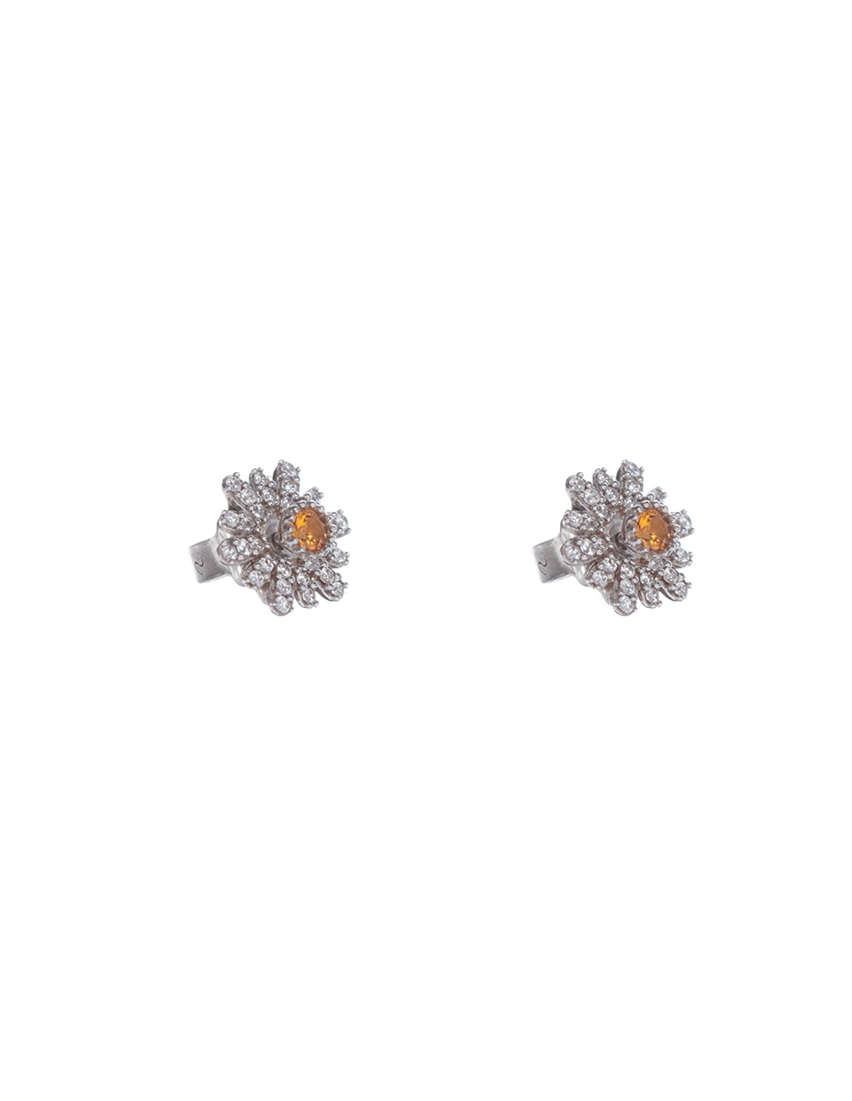 Aretes de flor Florecer de plata P 925 con acabado plateado zirconia 2