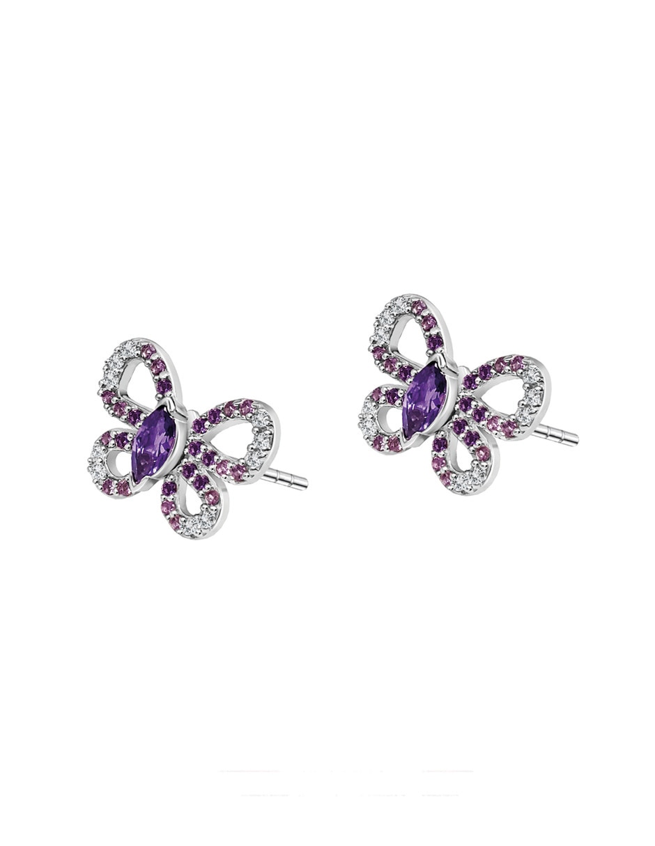 Aretes de moño Florecer de plata P 925 con acabado pavé circonita 2