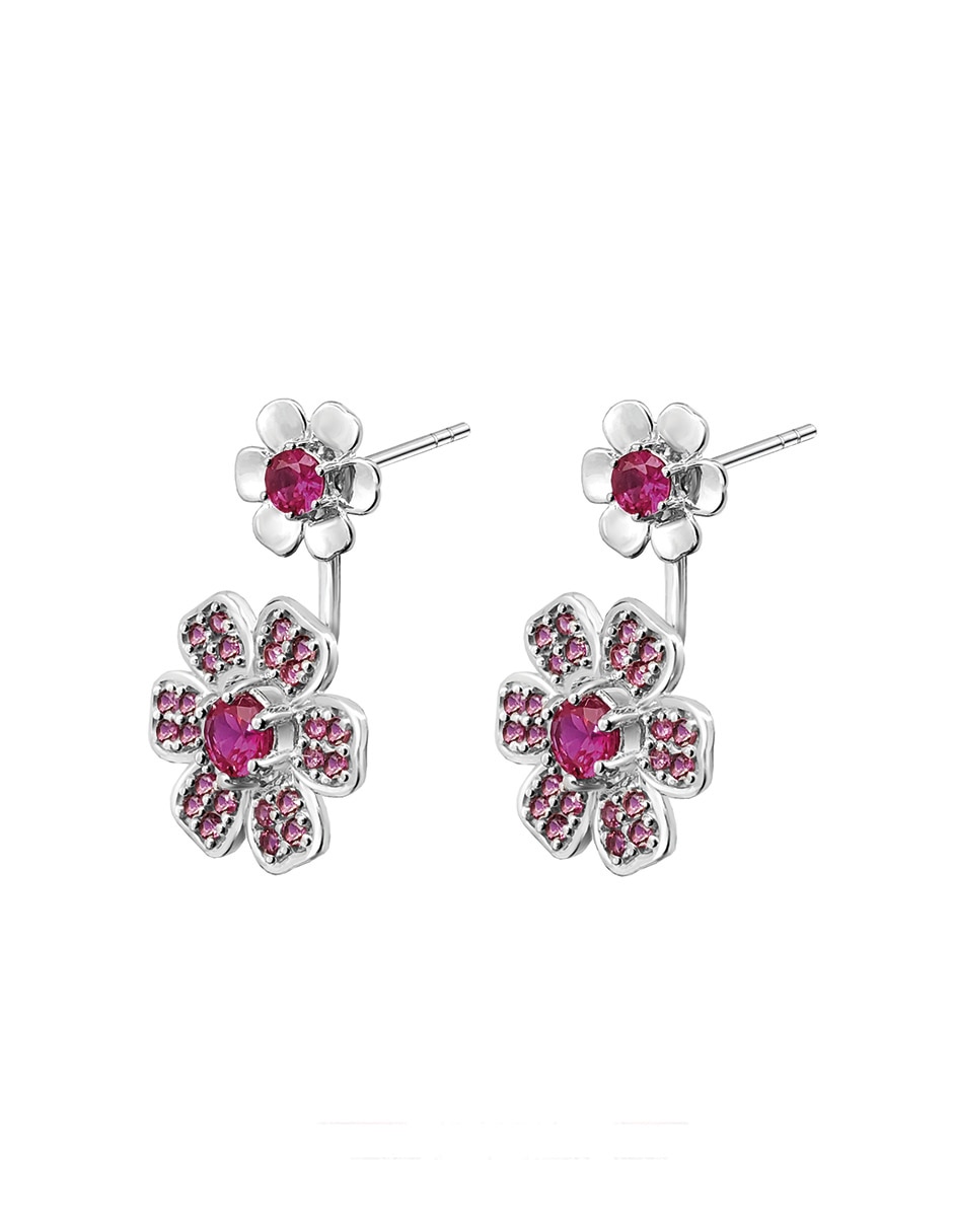 Aretes de flor Florecer de plata con acabado plateado circonita 2