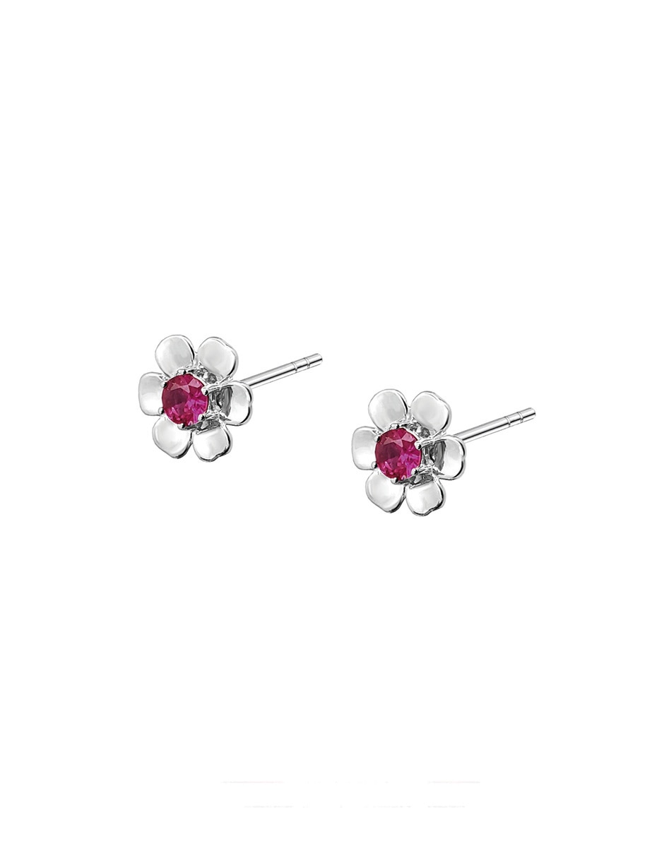 Aretes de flor Florecer de plata con acabado plateado circonita 3