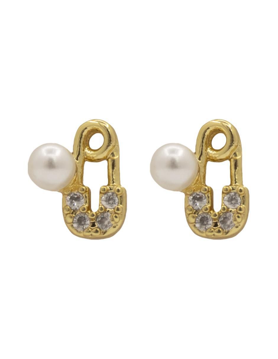 Aretes de candado Tendencias con acabado baño de oro zirconia