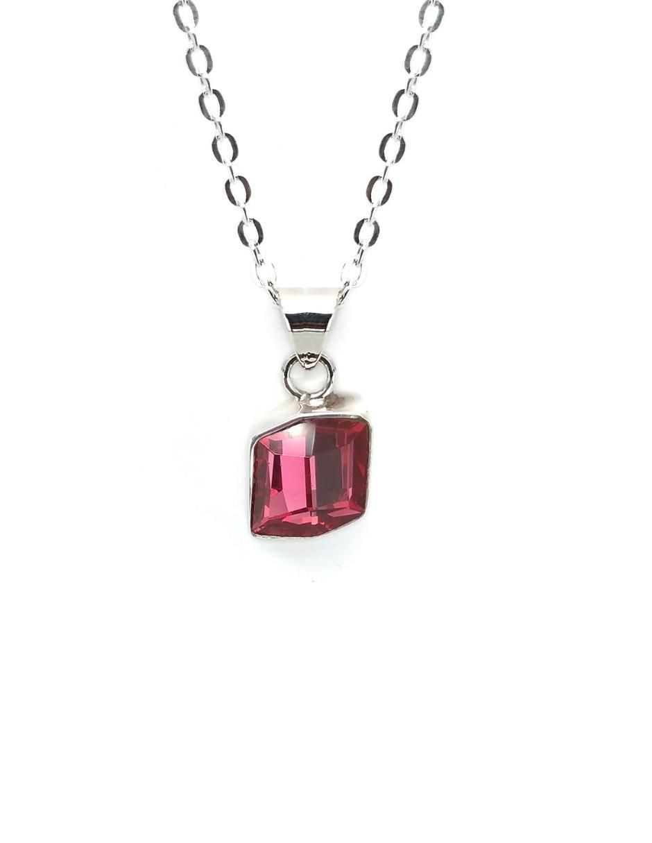 Aretes y collar hexagonal Fancy de plata P925 cristal 2