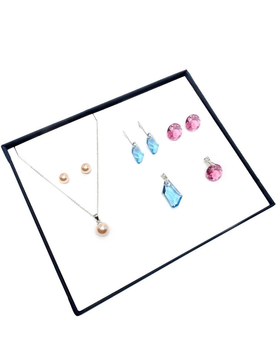 Aretes y collar Pearls de plata P 925 cristal 3