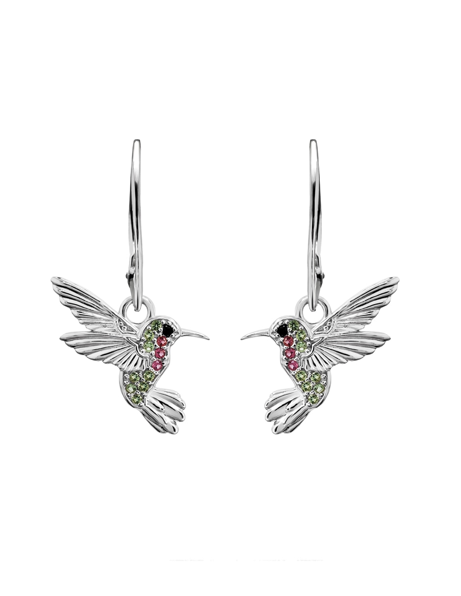 Aretes de flor Florecer de plata P 925 con acabado plateado zirconia