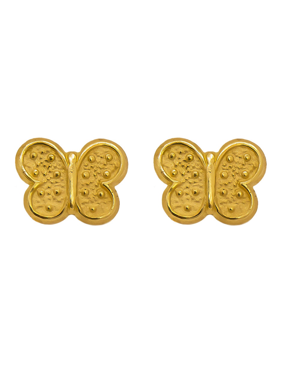 Broqueles de mariposa de oro con acabado brillante