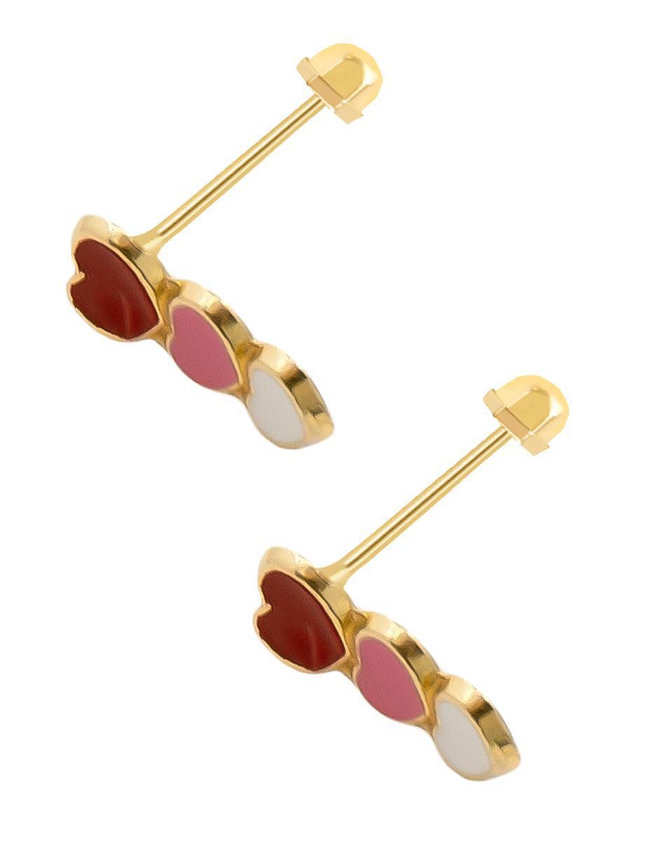 Broqueles de corazón de oro con acabado esmaltado 3