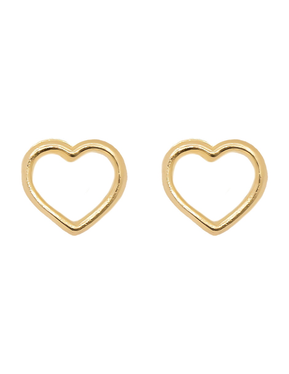 Broqueles de corazón de oro con acabado brillante 1