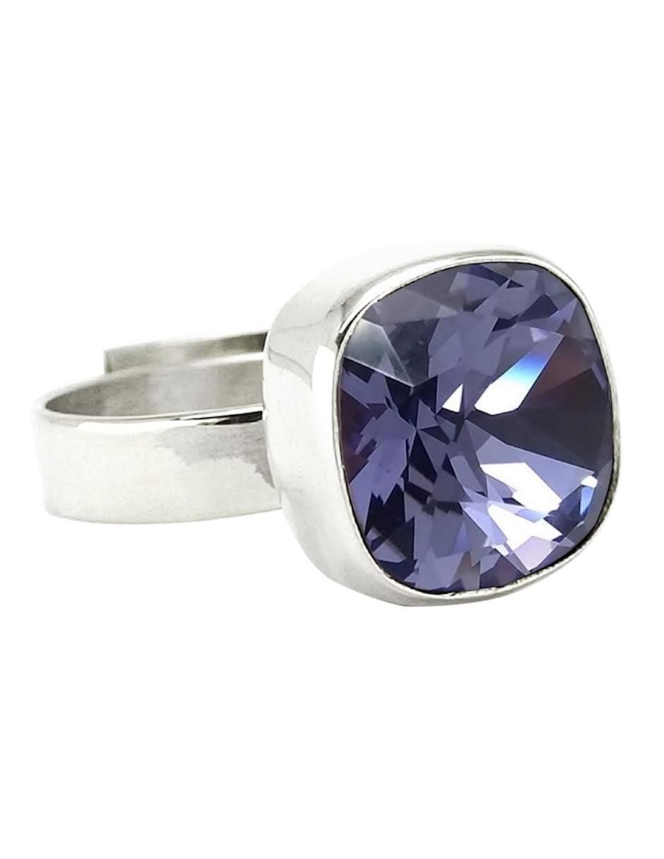 Anillo cuadrado Cushion P 925 de plata cristal brillante Anillo cuadrado Cushion P 925 de plata cristal brillante