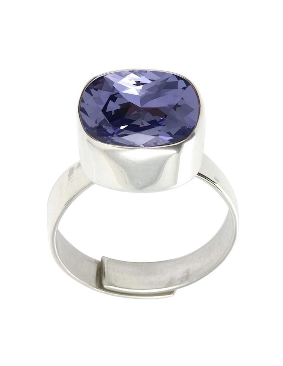 Anillo cuadrado Cushion P 925 de plata cristal brillante 3