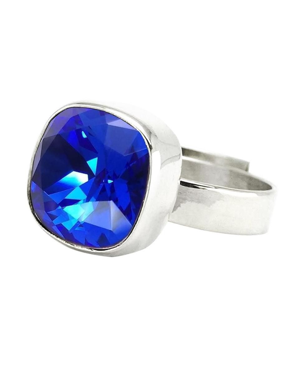 Anillo cuadrado Cushion P 925 de plata cristal brillante 2