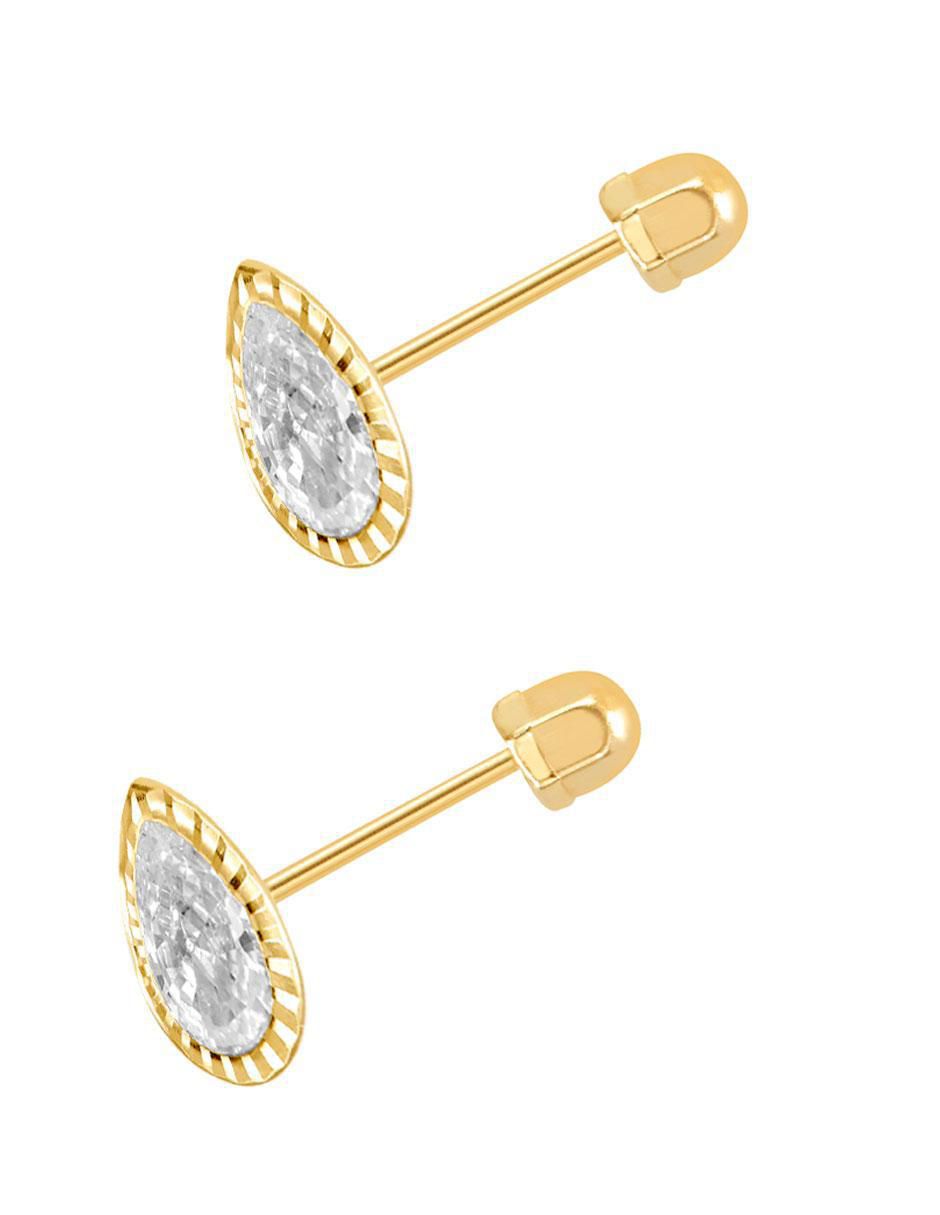 Broqueles de gota de oro con acabado brillante zirconia 3