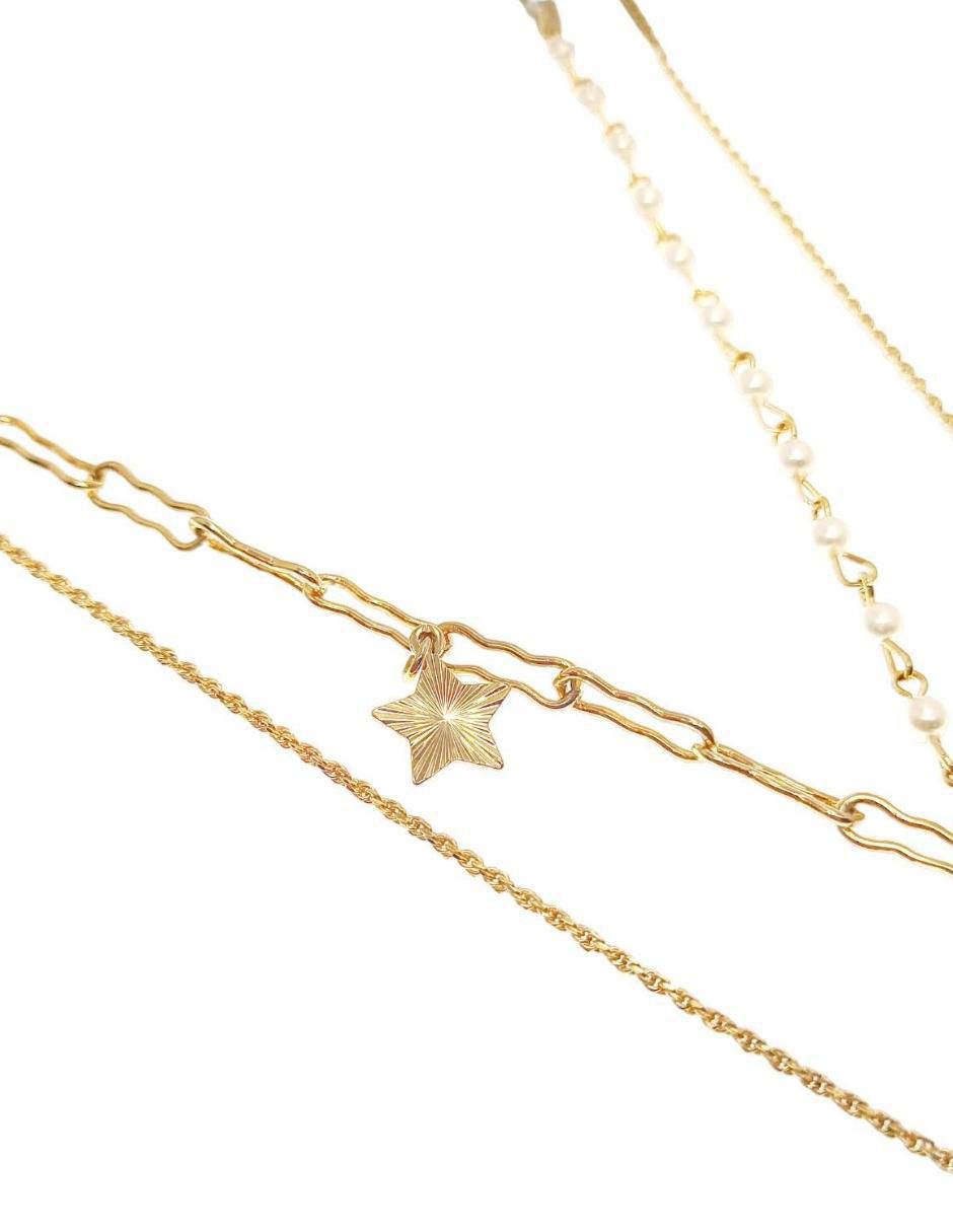 Collar de corazón Doble de baño de oro 18 K 5