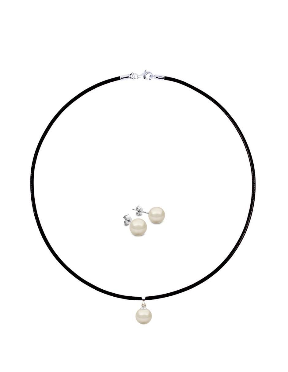 Aretes y collar Perlas de plata P925 cristal 2