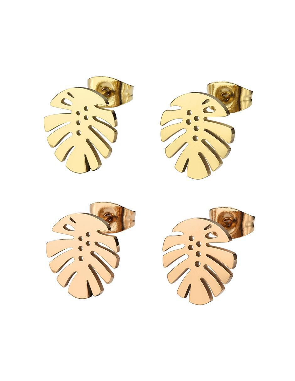 Aretes de hoja con acabado brillante