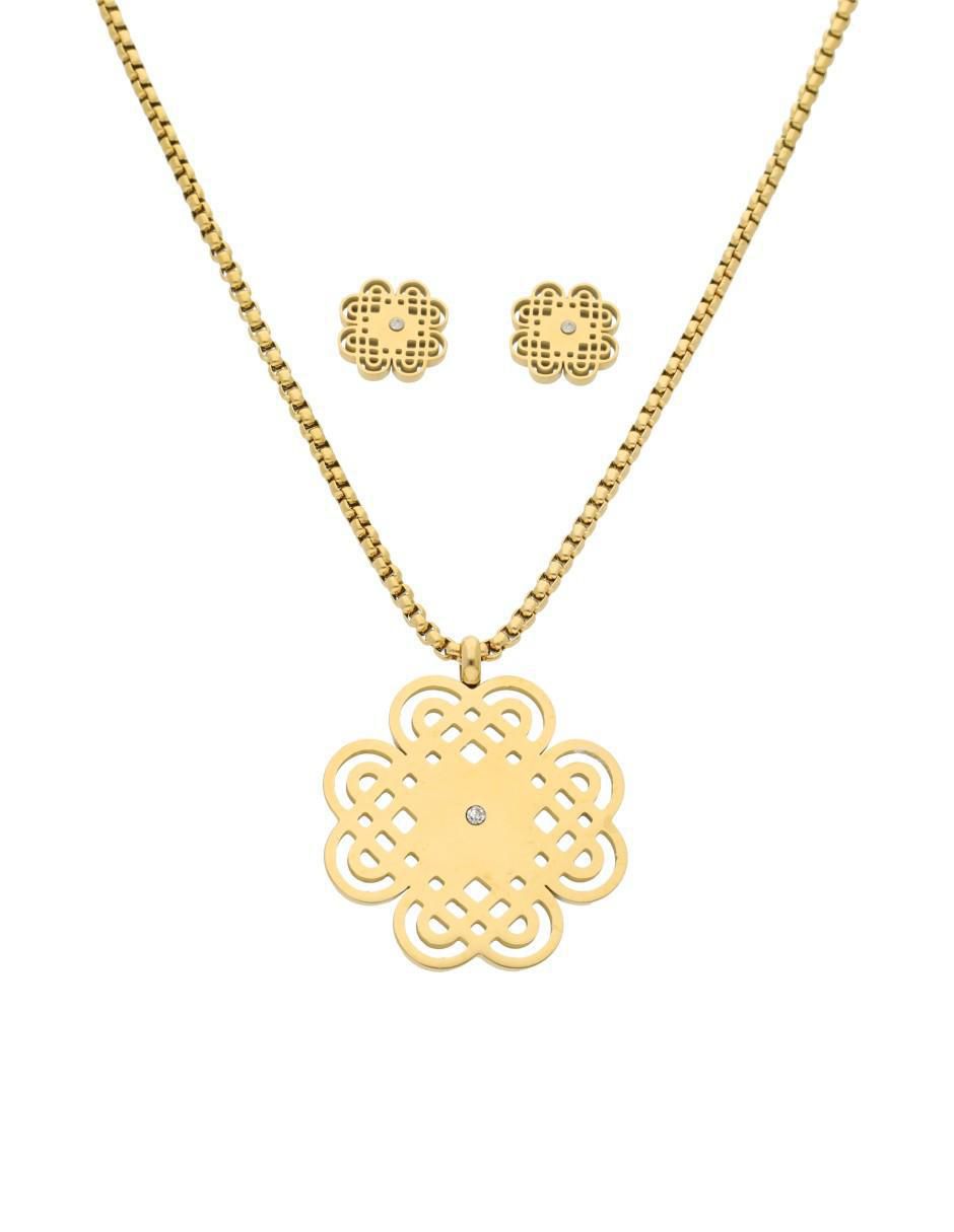 Aretes y collar trébol semipreciosas Aretes y collar trébol semipreciosas