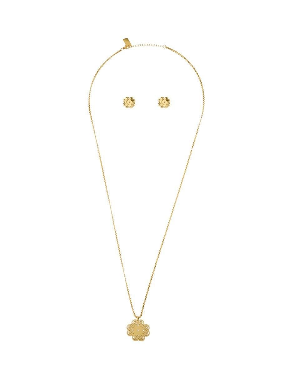 Aretes y collar trébol semipreciosas 2
