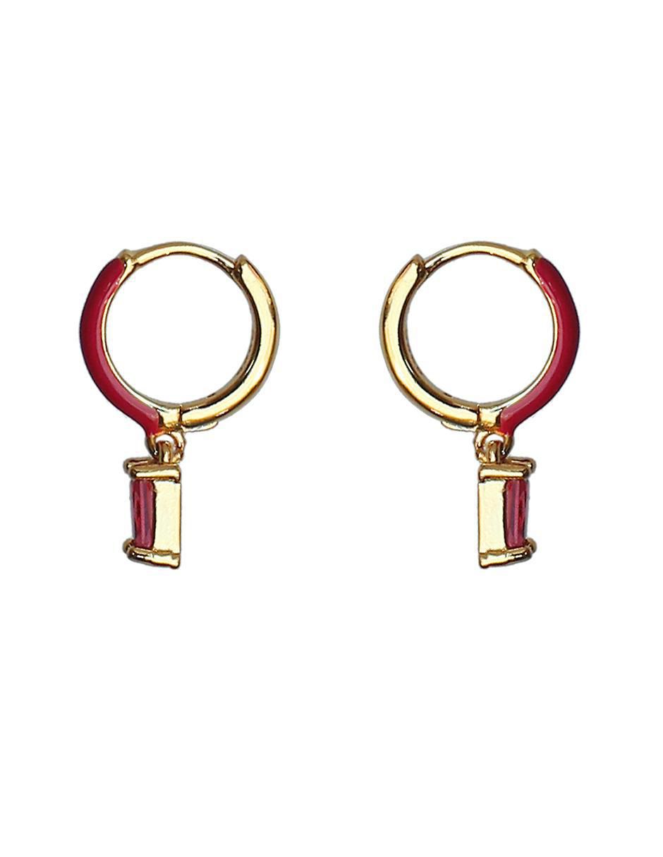 Aretes redondos de plata P 925 con acabado baño de oro zirconia 2