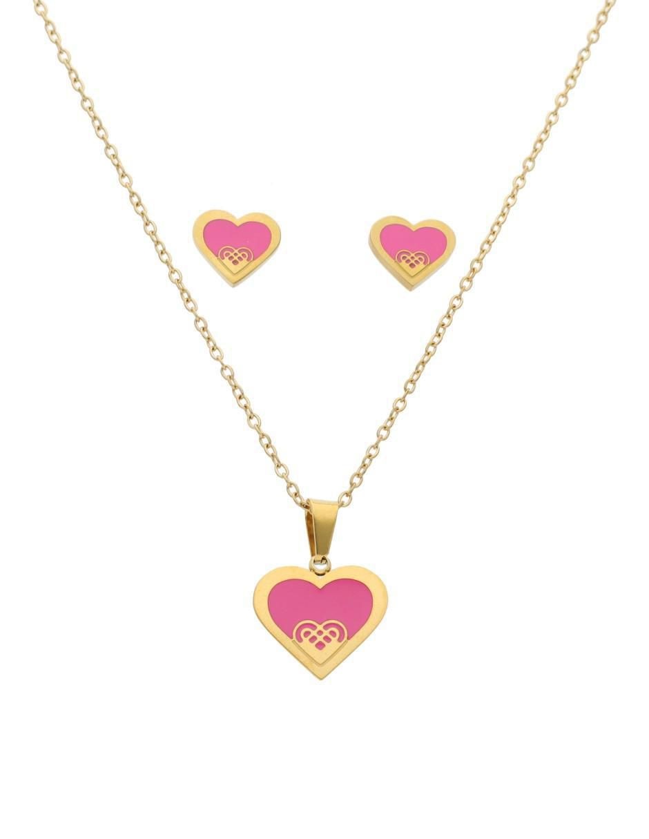 Aretes y collar de corazón Aretes y collar de corazón