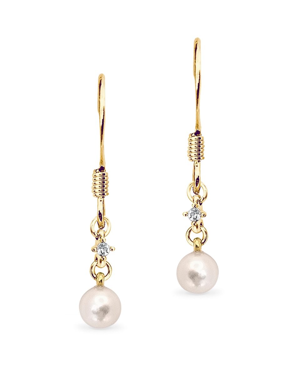 Aretes redondos Estacional con acabado brillante perla