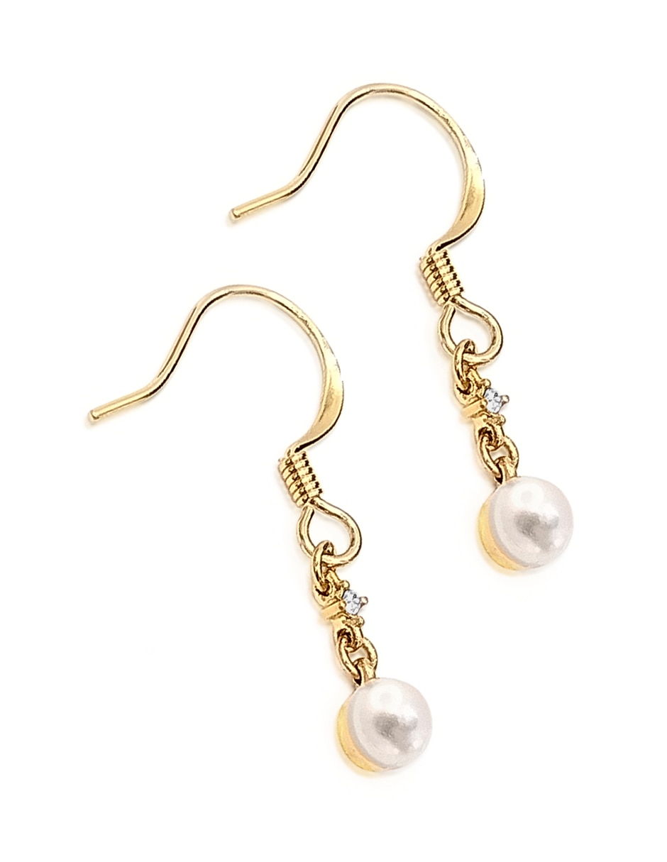 Aretes redondos Estacional con acabado brillante perla 2