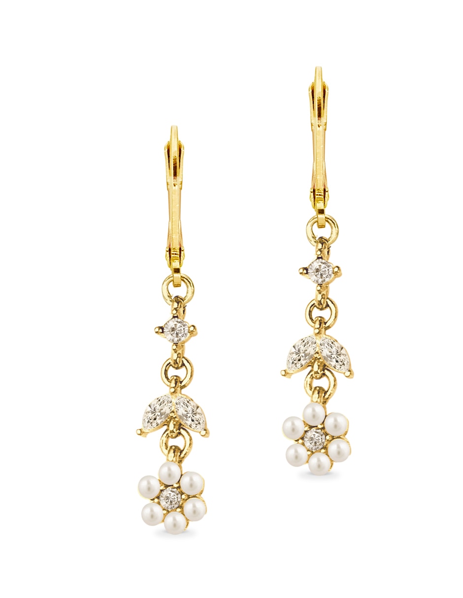 Aretes redondos Estacional con acabado brillante perla