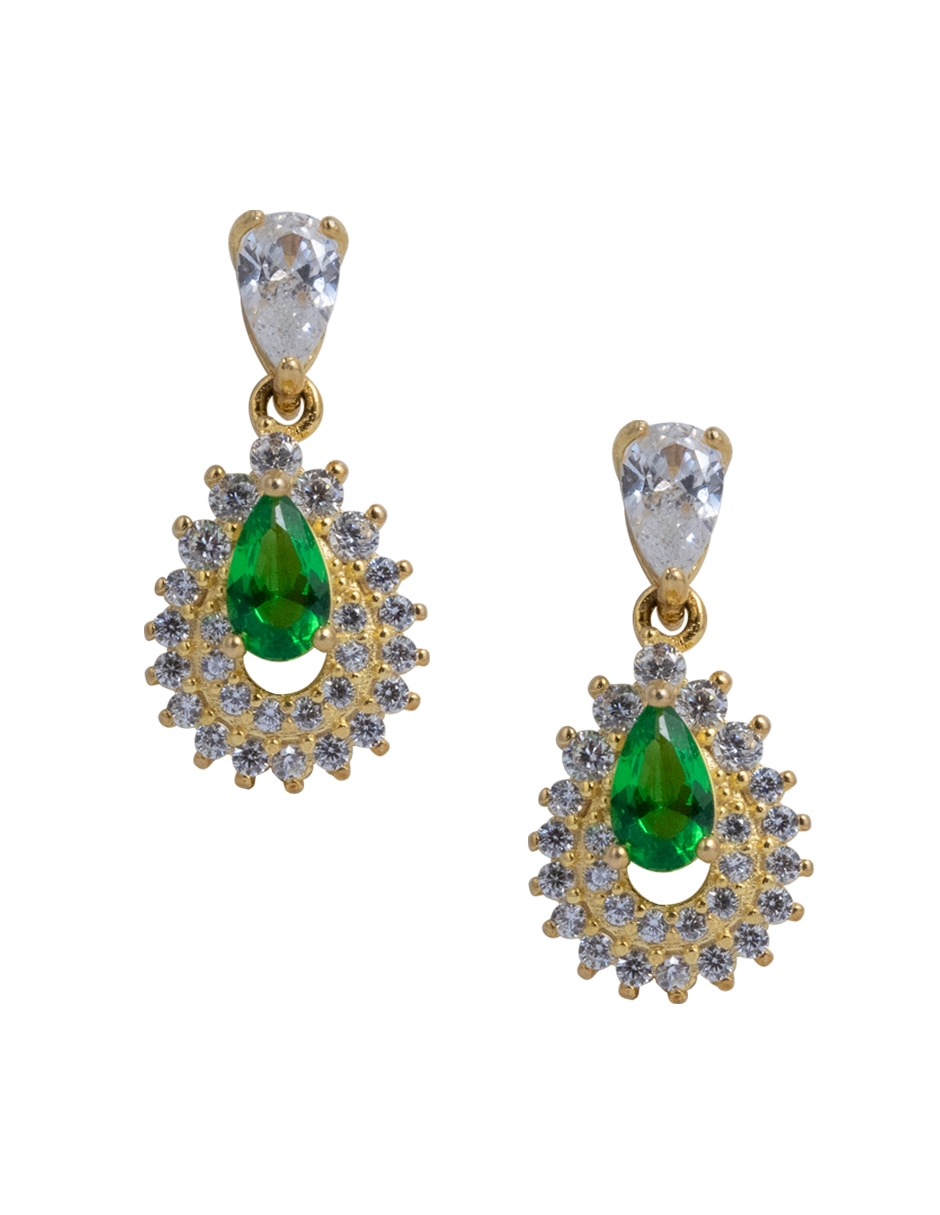 Aretes de gota Estacional de plata P 925 con acabado brillante zirconia 1