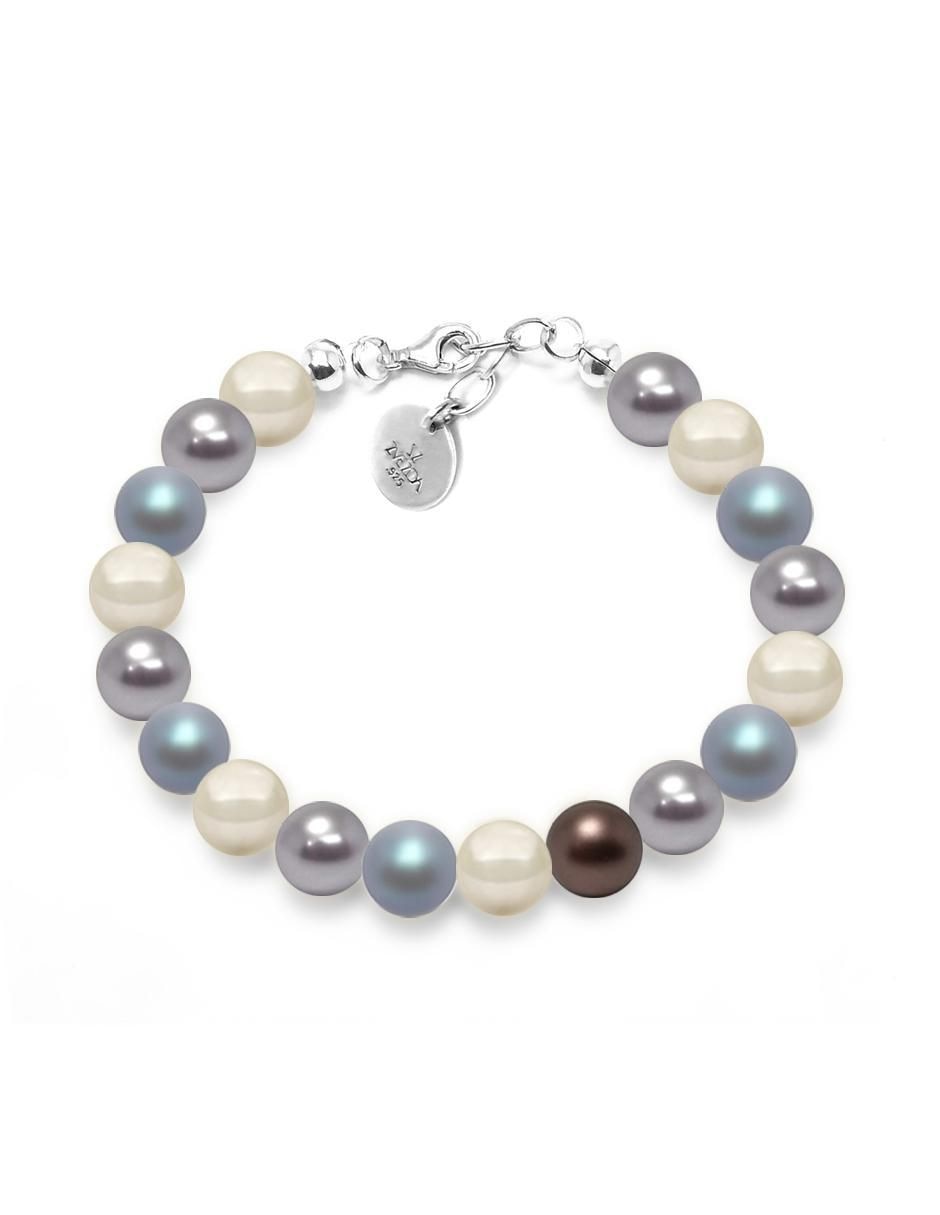 Pulsera de plata P 925 Perlas De Cristal con acabado brillante