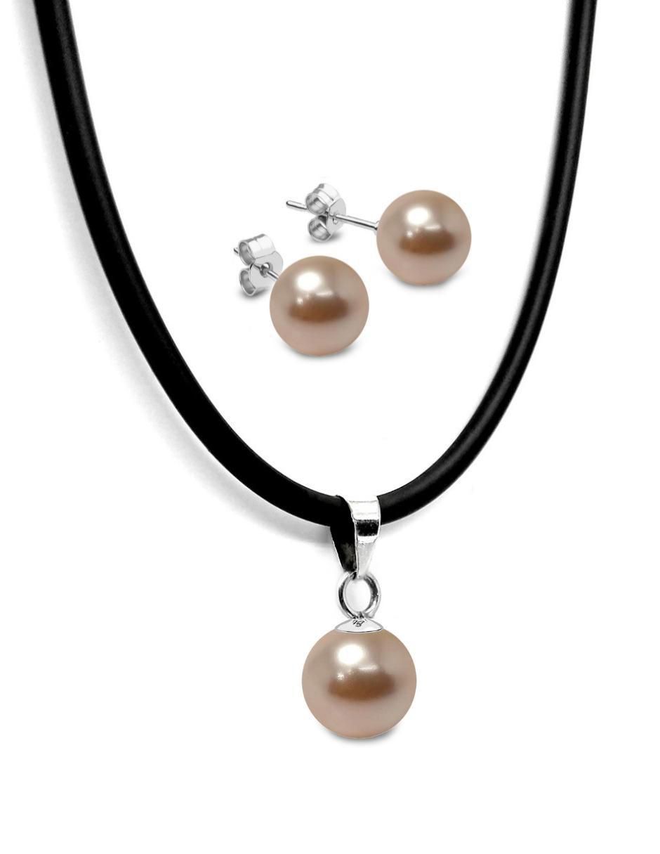 Aretes y collar circular Perlas de Cristal de plata P 925 cristal