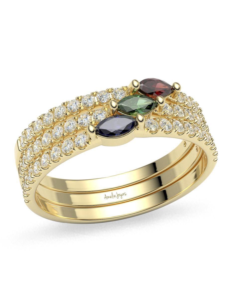 Anillo 14 k de oro zirconia brillante 4