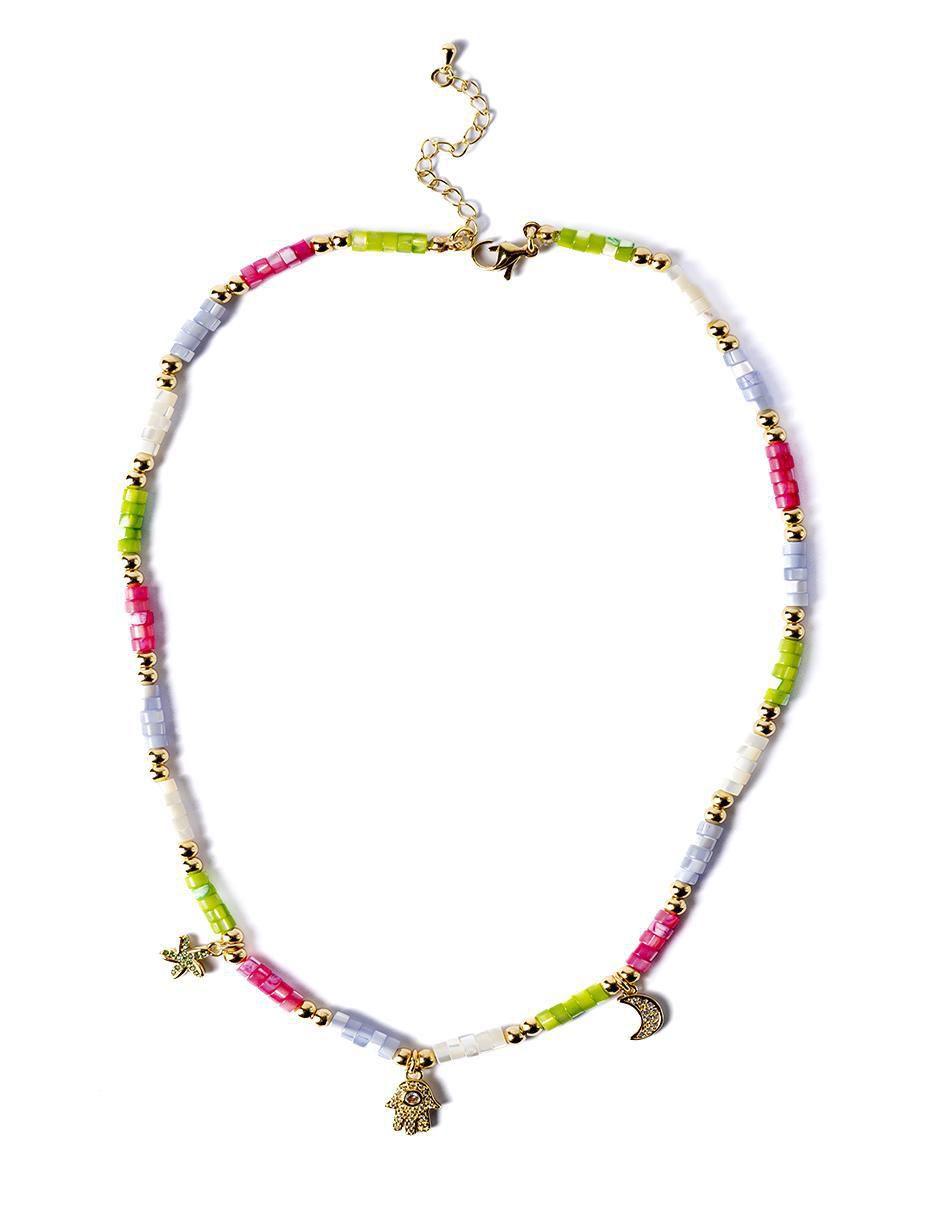 Collar de mano de fátima de baño de oro 18 K