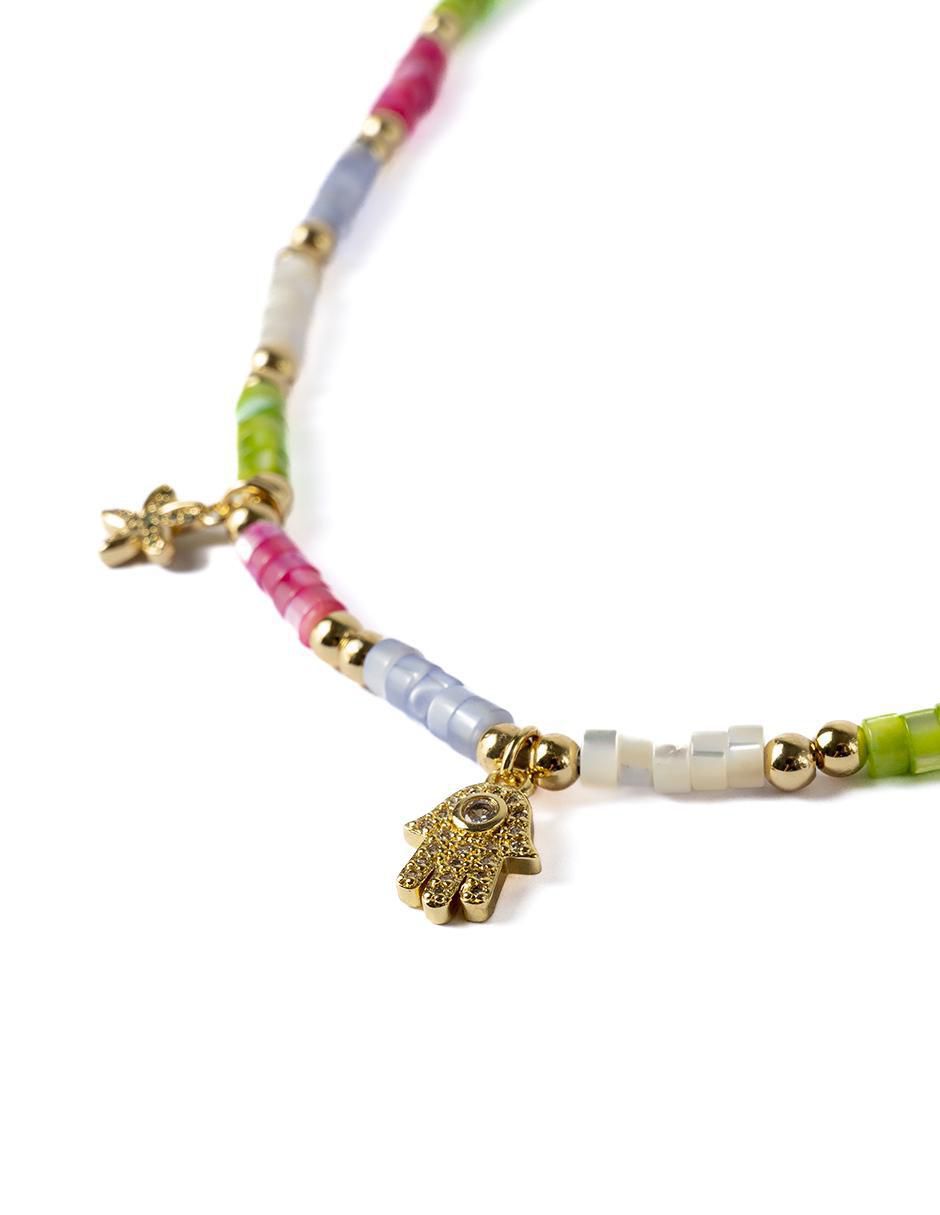Collar de mano de fátima de baño de oro 18 K 2