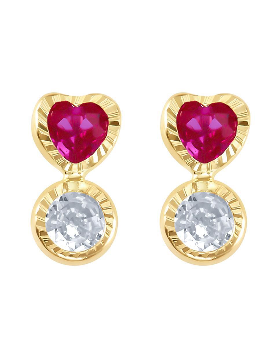 Broqueles de corazón de oro con acabado brillante zirconia 1