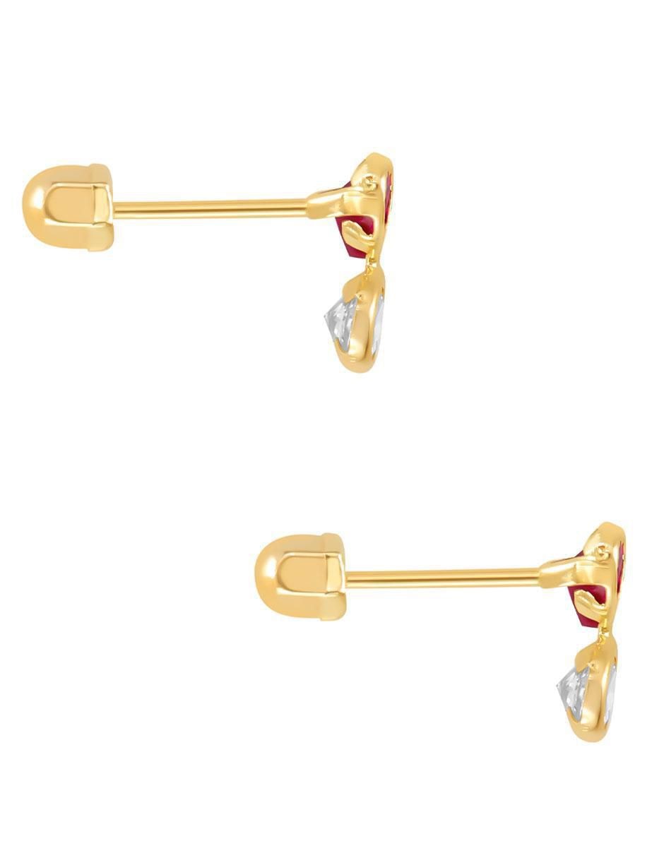 Broqueles de corazón de oro con acabado brillante zirconia