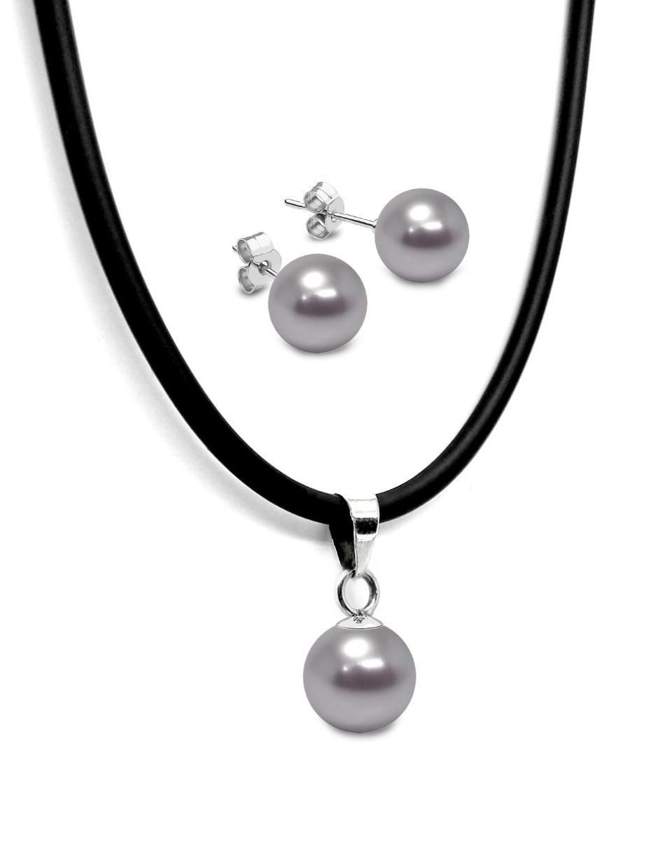 Aretes y collar de plata P925 cristal