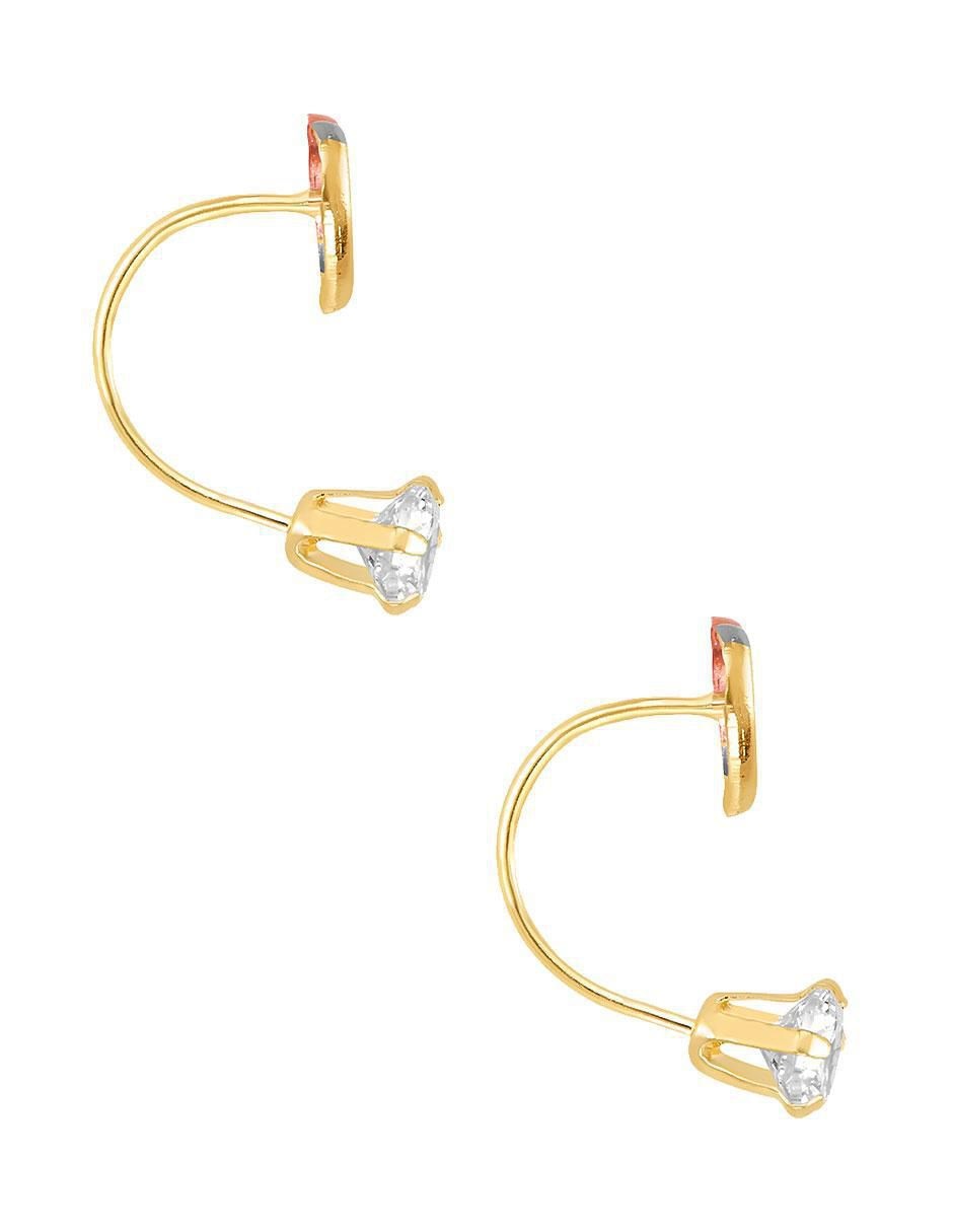 Broqueles de corazón de oro con acabado brillante zirconia 2
