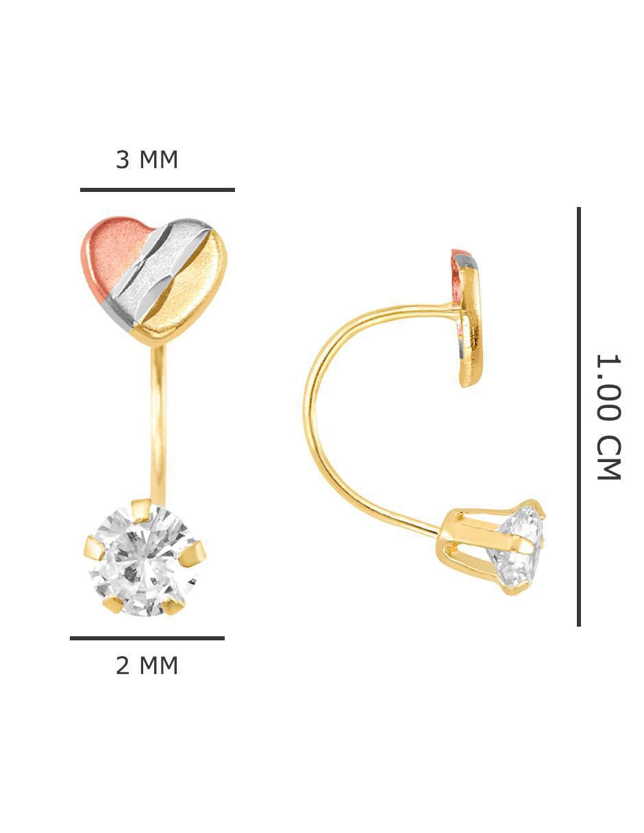 Broqueles de corazón de oro con acabado brillante zirconia 3