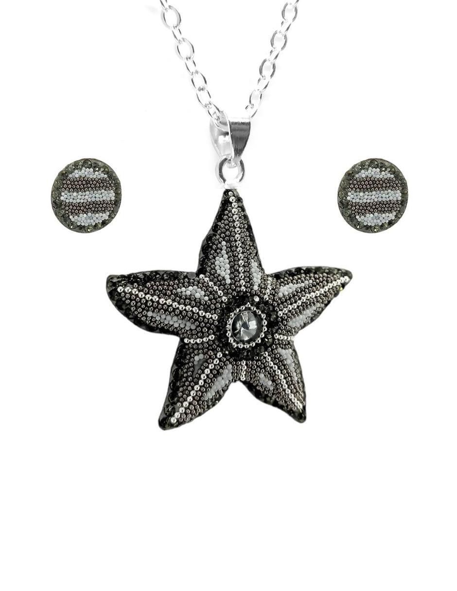 Aretes y collar de estrella de plata P925 cristal Aretes y collar de estrella de plata P925 cristal