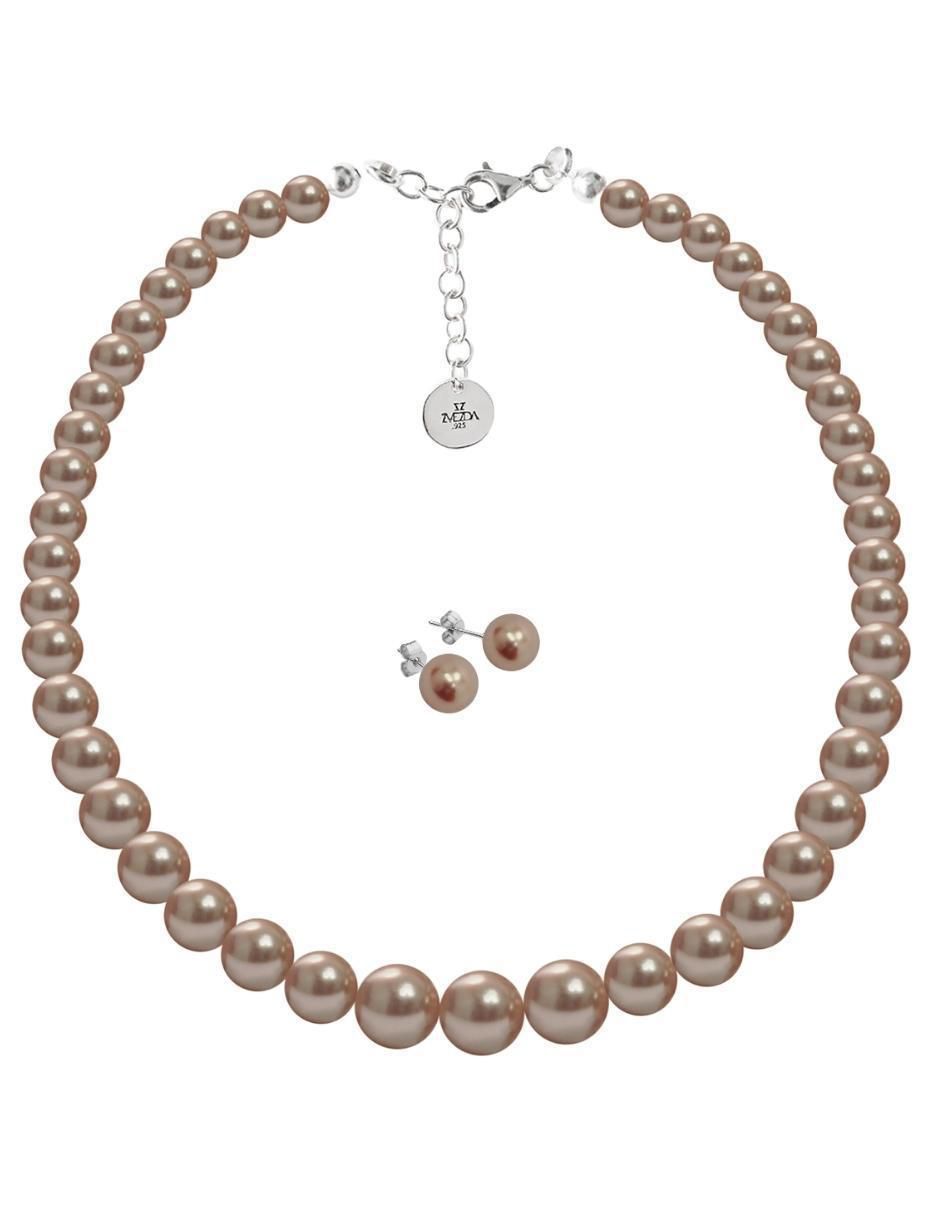 Aretes y collar redondo de plata P 925 cristal