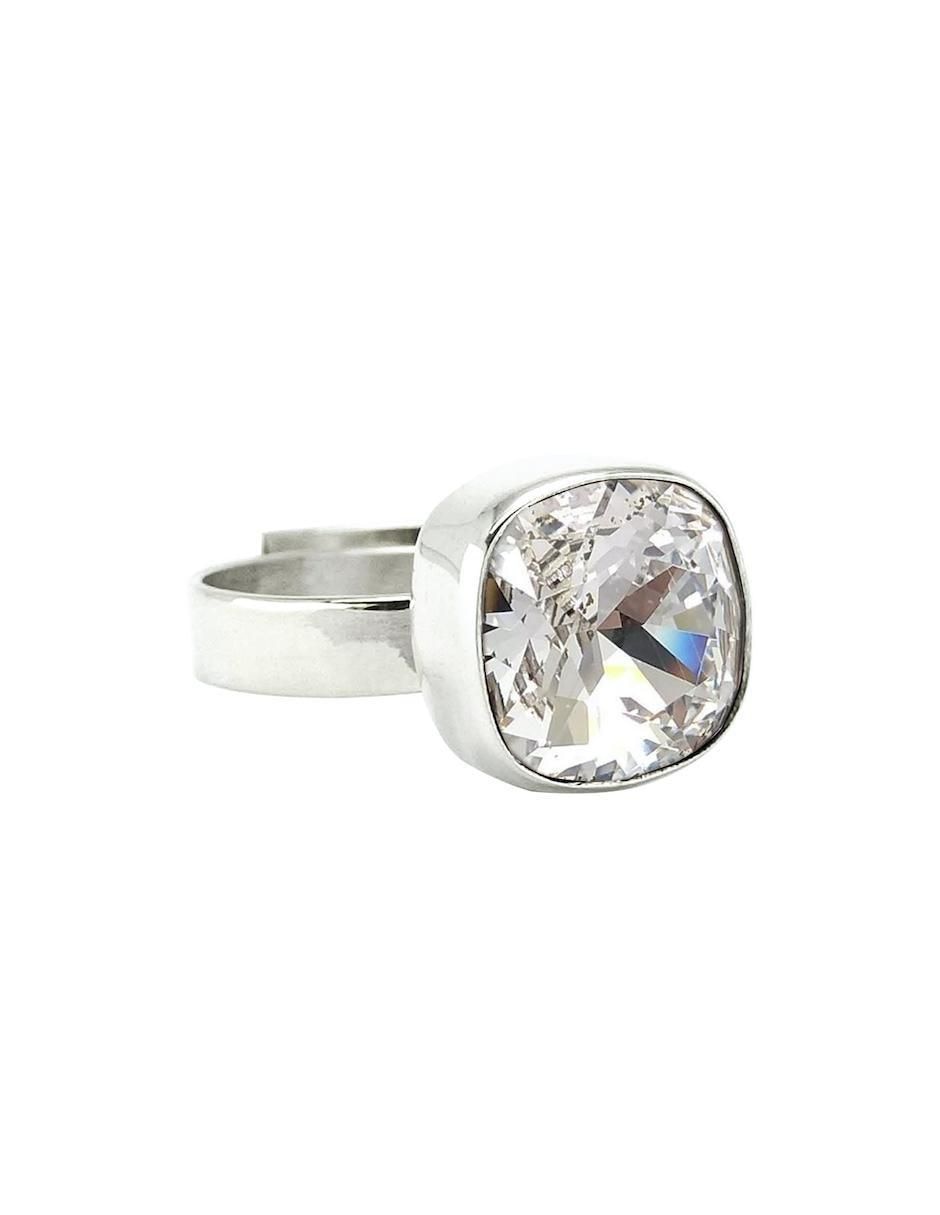 Anillo cuadrado Cushion P 925 de plata cristal brillante