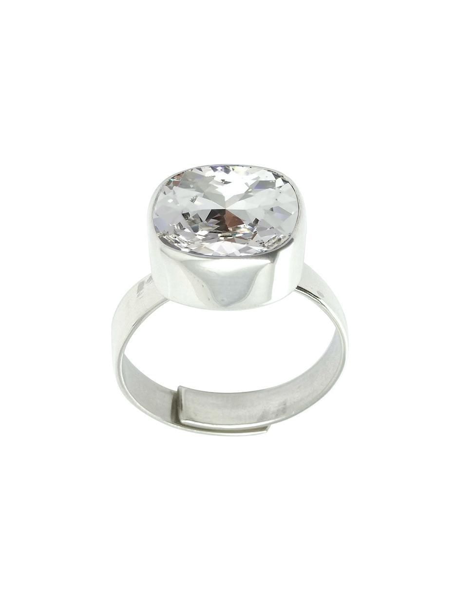 Anillo cuadrado Cushion P 925 de plata cristal brillante 3