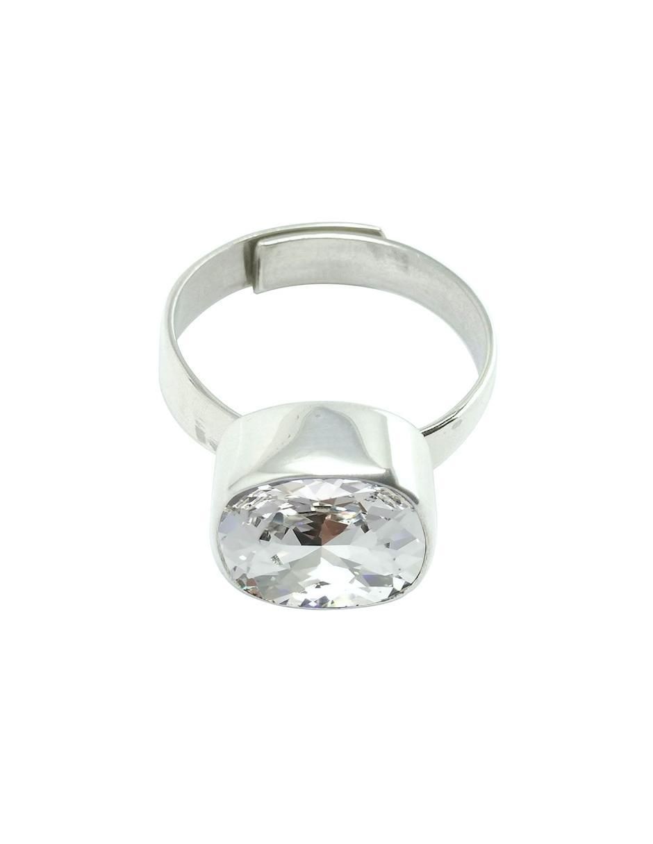 Anillo cuadrado Cushion P 925 de plata cristal brillante 4