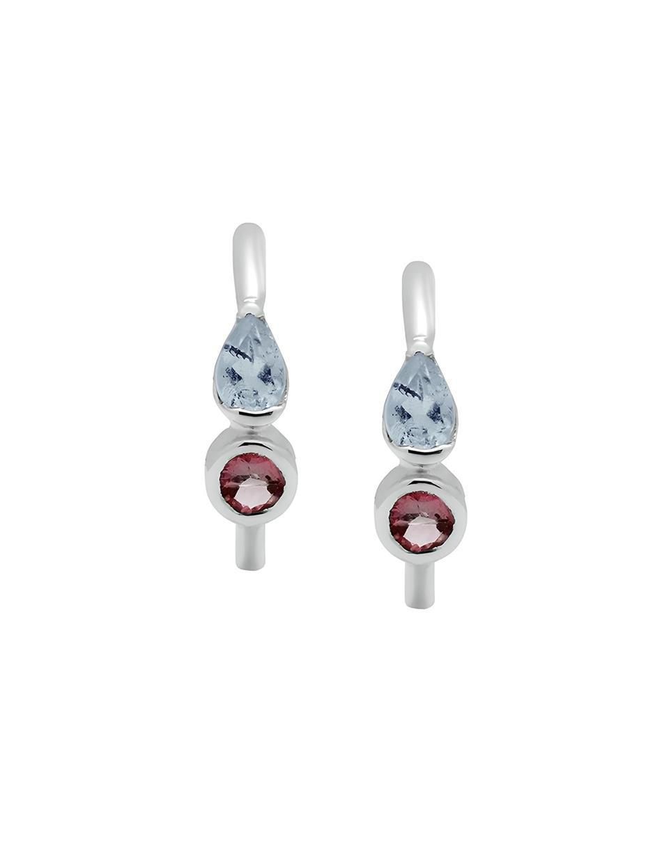 Arracadas de gota Iris de plata P 925 con acabado plateado topacio 2
