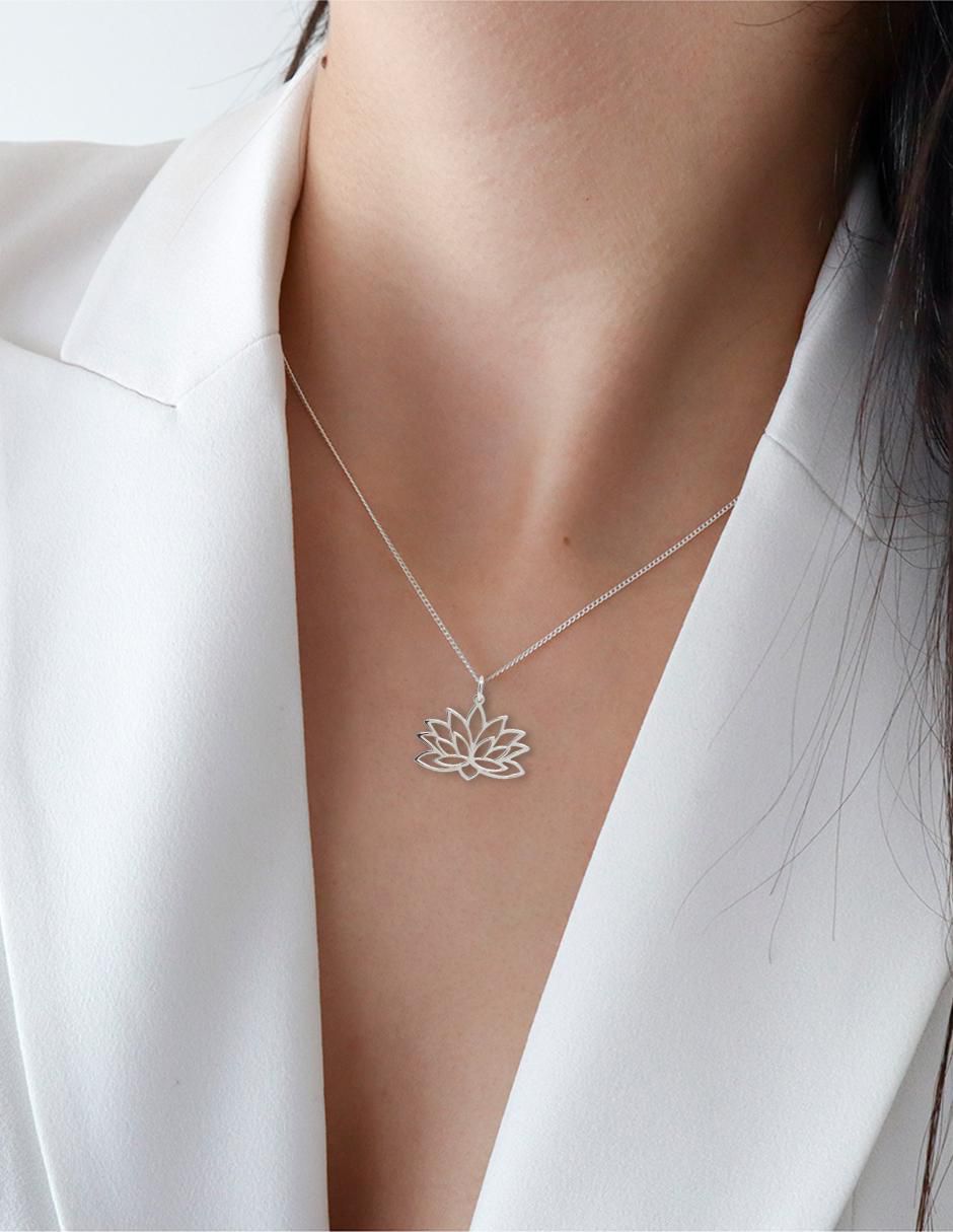 Colgante Y Dije de flor de loto de plata P 925 3