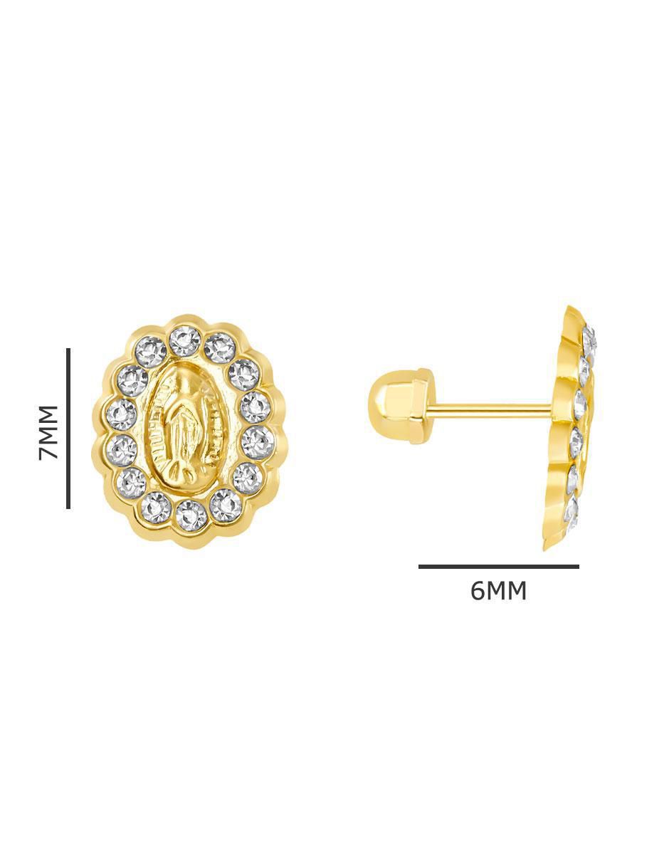Broqueles ovalados de oro con acabado brillante zirconia 4