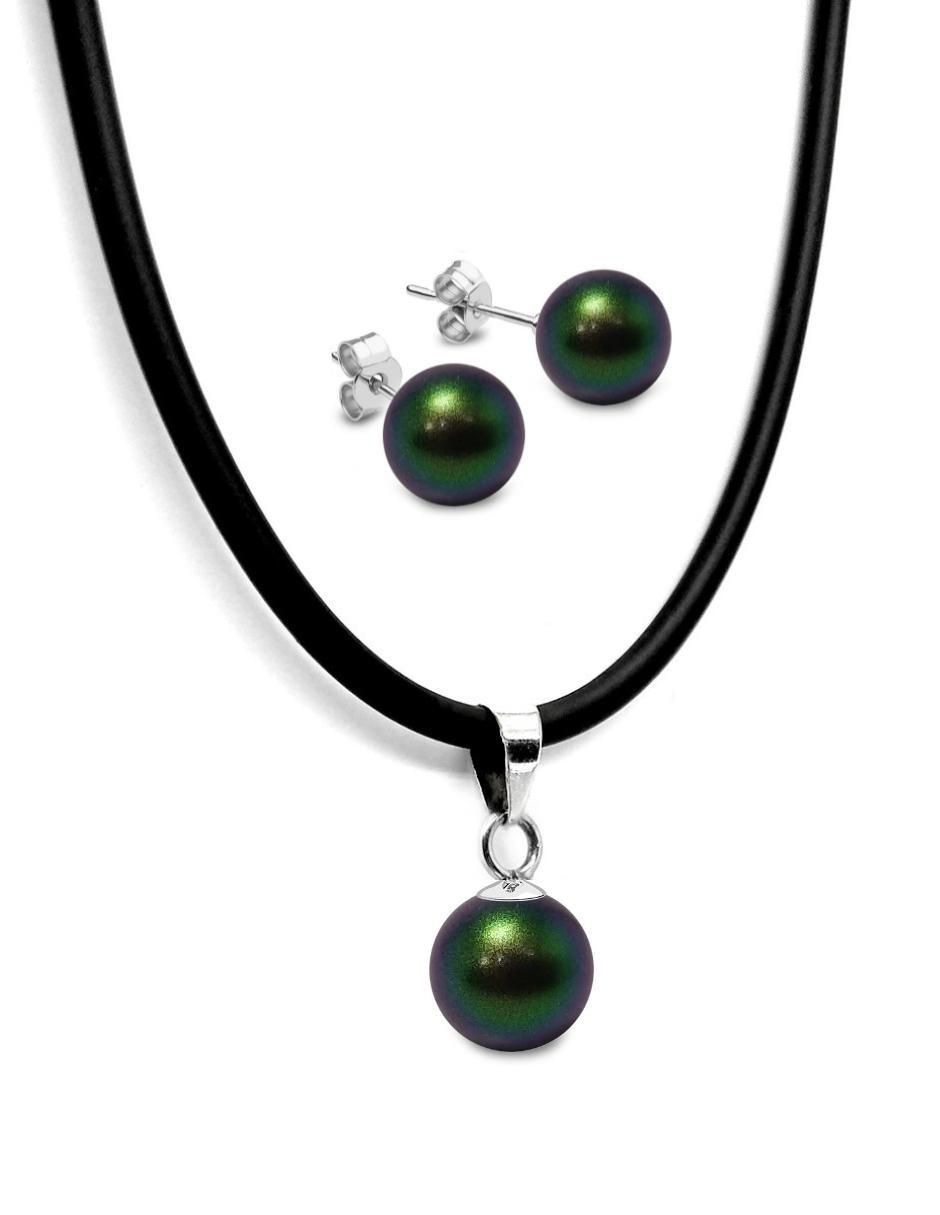 Aretes y collar de plata P925 cristal