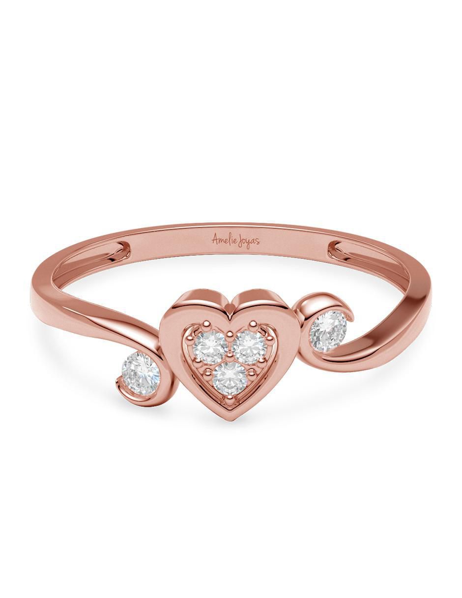 Anillo de corazón 14 k de oro zirconia brillante Anillo de corazón 14 k de oro zirconia brillante