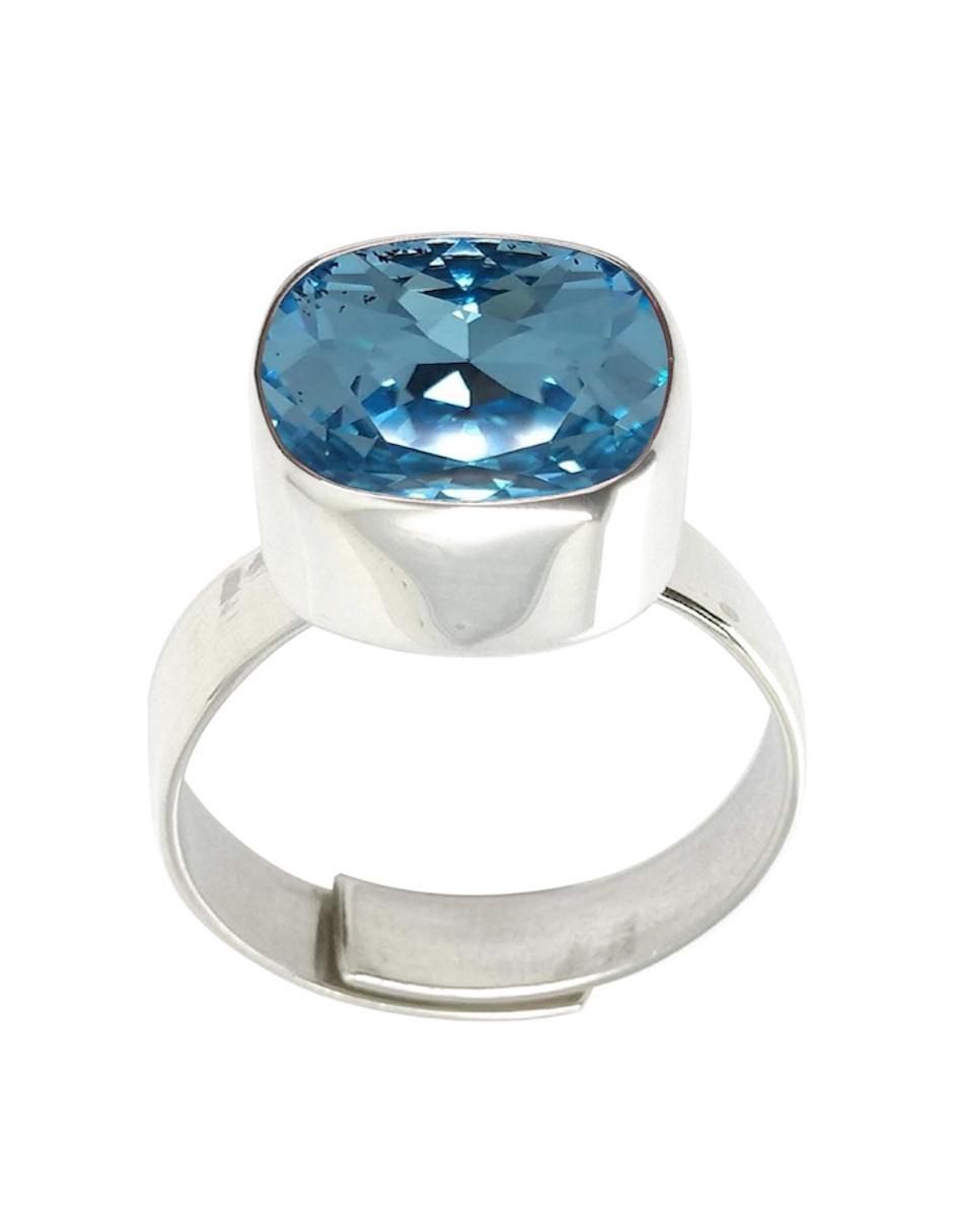 Anillo cuadrado Cushion P 925 de plata cristal brillante 2